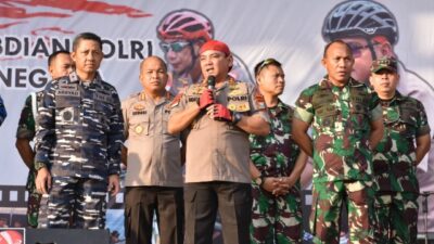 HUT Bhayangkara ke 73, Polda Kepri Gelar Gowes Bersama TNI dan Masyarakat