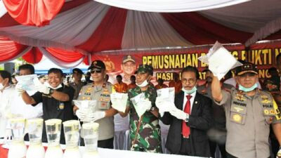 14.324 gram Sabu, 3.353 Ekstasi, dan 6.430 Mikol Dimusnahkan