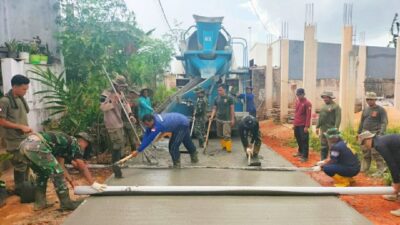 Waktu Mepet, Satgas TMMD Batam Gesa Semenisasi Jalan Kavling Seraya yang Sudah 72 Persen