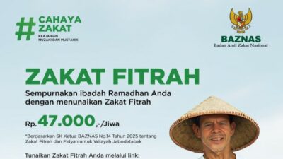Zakat Fitrah 2025 Ditetapkan Baznas Rp 47 Ribu