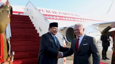 Prabowo Tiba di Yordania Disambut Raja Abdullah II