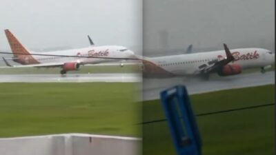 Video: Pesawat Batik Air Hampir Tergelincir Saat Mendarat