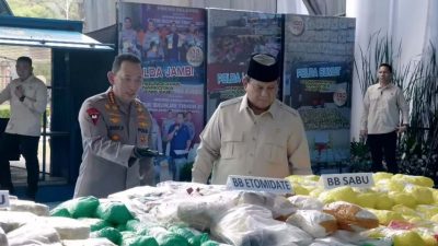 Prabowo Pimpin Pemusnahan 214,84 Ton Narkoba Sitaan Polri