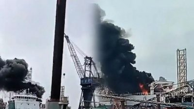 Kapal di PT ASL Batam Terbakar