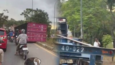 Kontainer Terguling di Batam, Arus Lalu Lintas Macet