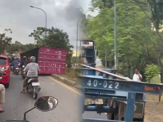 Kontainer Terguling di Batam