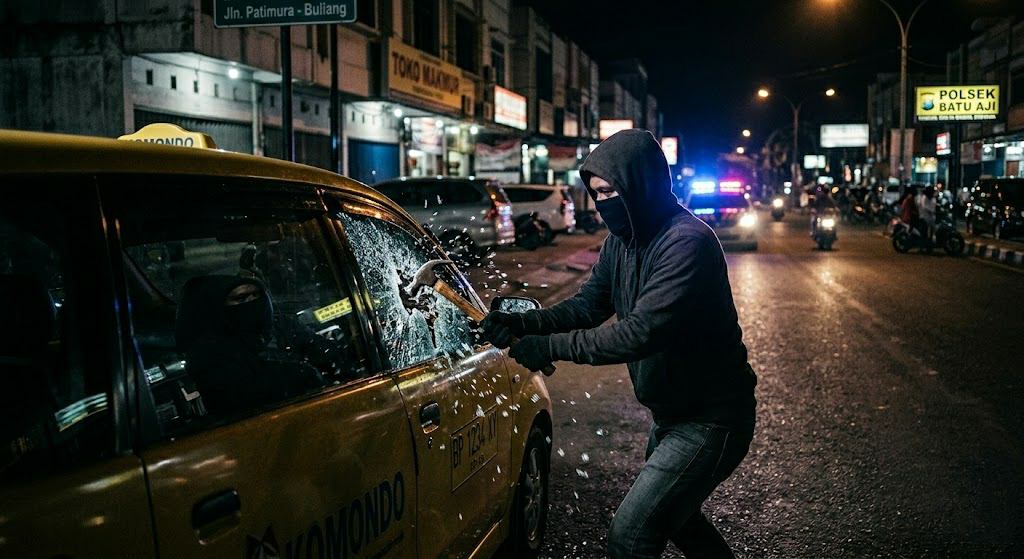 Kaca Mobil di Batu Aji