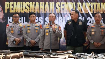 397 Senpi Rakitan Ilegal Dimusnahkan di Polda Sumsel, Ada yang Diserahkan Sukarela