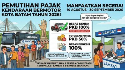 Pemutihan Pajak Kendaraan Batam Berakhir 30 September, Denda Dihapus 100% Hingga Diskon Pokok 50%