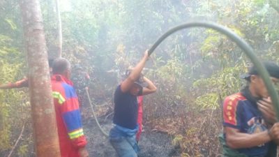 Kebakaran Lahan di Lingga, Tim Gabungan TNI-Polri dan Warga Bergerak Padamkan Api