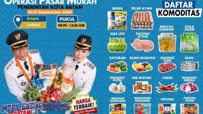 Pasar Murah Batam Digelar 15-17 September 2026 di 6 Lokasi, Ada Beras Hingga LPG 3 Kg
