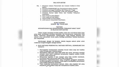Amsakar Terbitkan Surat Edaran Waspada Kabut Asap di Batam, Warga Diminta Pakai Masker