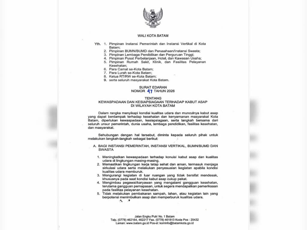 Kabut Asap di Batam